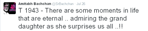 Amithab Bachchan tweets, Amithab Bachchan granddaughter