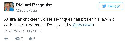Moises Henriques collision tweets