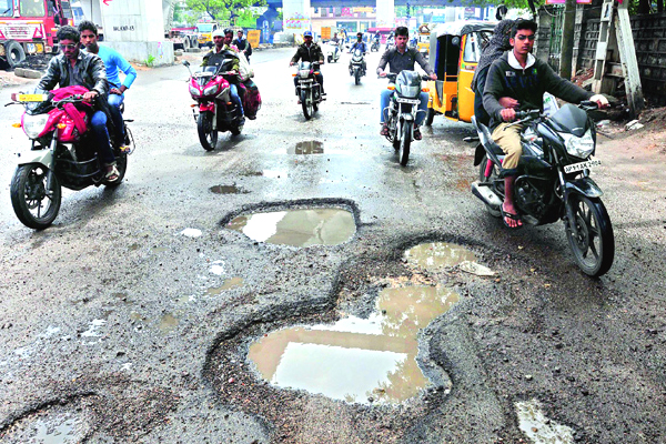 Roads Damaged in Hyderabad