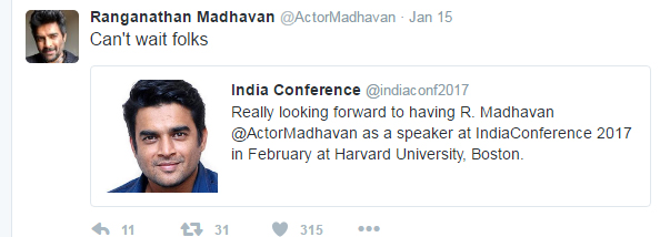 Madhavan Tweets