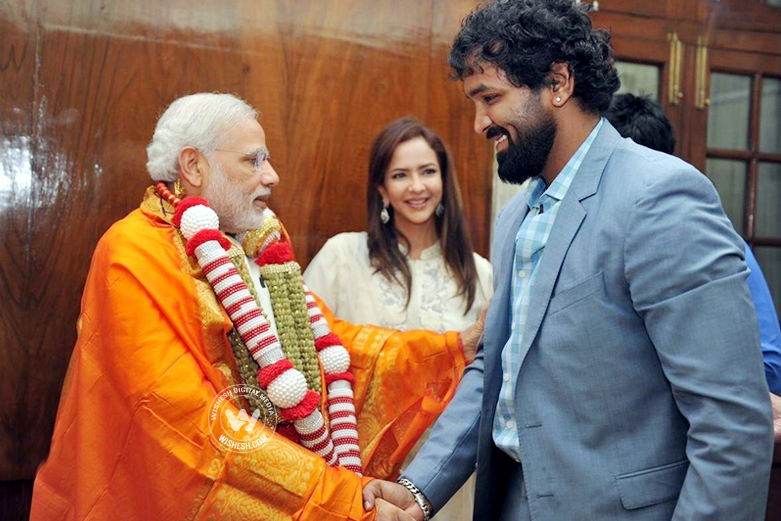 Manchu Vishnu met Modi