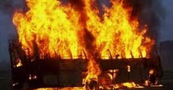 Unknown miscreants burn College bus in Hyderabad