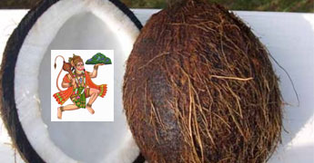 Lord Hanuman in coconut