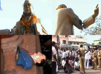 Violence erupts in Amalapuram over destruction of Ambedkar statues 