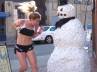 , snowman, snowmen scares passers by, Pranks