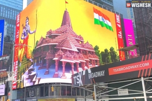 New York&#039;s Times Square Beamed Up With Ayodhya Temple Model