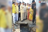 visit, drainage, babu catches municipal officials in tirupati, Drainage