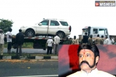 accident, accident, balakrishna escaped unhurt after car accident, Hurt