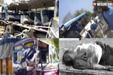 Bus - Lorry clash latest, Karimnagar bus accident, eight dead in bus lorry clash in karimnagar, Bus accident