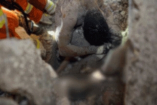 Father Protects Daughter in a Building Collapse in China