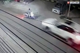 Hyderabad car accident, GHMC Employee, over speeding car hits ghmc employee in hyderabad, Hit