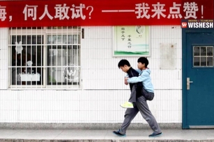 Carried disabled friend to school