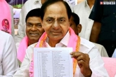 Bharat Rastra Samithi candidates, Telangana elections, kcr announces his first list, Mla