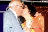 Ram Jethmalani kisses Leena Chandavarkar, Ram Jethmalani kissing, lawyer ram jethmalani kisses actress, Kiss