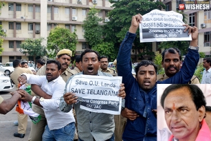 OU students protest against KCR