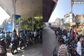 Hyderabad Petrol Bunks, Hyderabad Petrol Bunks updates, mad rush in petrol bunks across hyderabad, Hyderabad