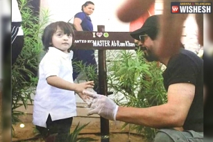SRK &amp; his Younger Son AbRam Plants Sapling