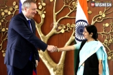 Sushma Brics US, Sushma Brics US, sushma meets brics holds trilateral with japan and us, Brics