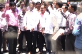 Telangana, Andhra Pradesh, unhappy telangana employees stage protest at ts secreteriat, Dharna
