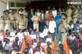 Protest, Protest, tension in kakatiya university as students stage protest, Abvp students