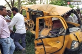 Train - Van clash latest, Train - Van clash latest, horrific train van clash kills 14 school kids in up, Accidents in ap