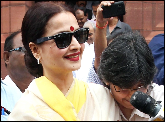 Rekha spotted in Parliament