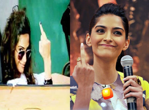 Sonam shows middle finger, defends gesture