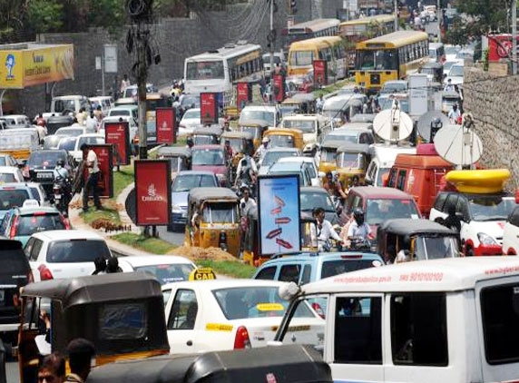 Traffic snarls at Uppal, Tarnaka