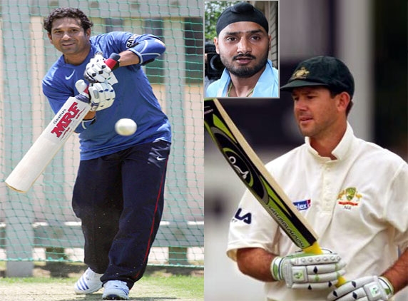 Sachin toils hard at the nets, Ponting gets support from Bhajji