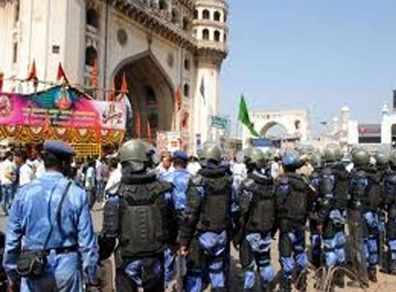 Heavy bandobast at Charminar