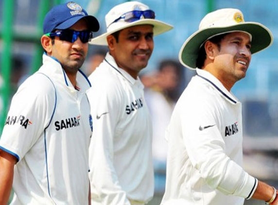 Sachin, Sehwag, Gambhir arrive in Hyderabad