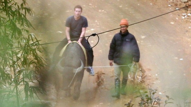 Zuckerberg without FaceBook enjoying Vietnam vacation taking Buffalo rides 