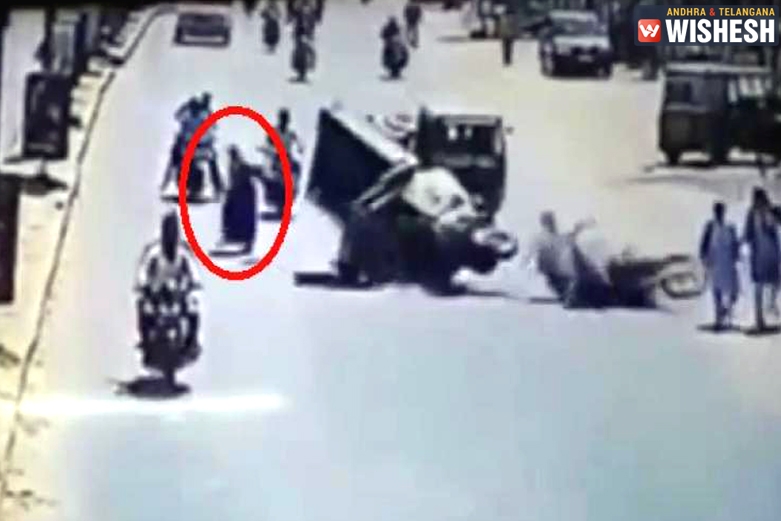 Hyderabad: Woman Walks on Road Causing Accident, Video Goes Viral