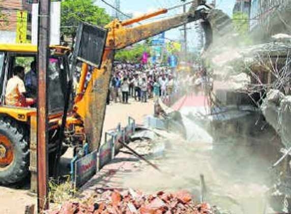 Demolition drive against unauthorized constructions