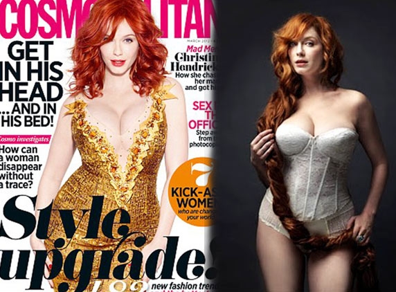 Hot Christina Hendricks on covers of Cosmo